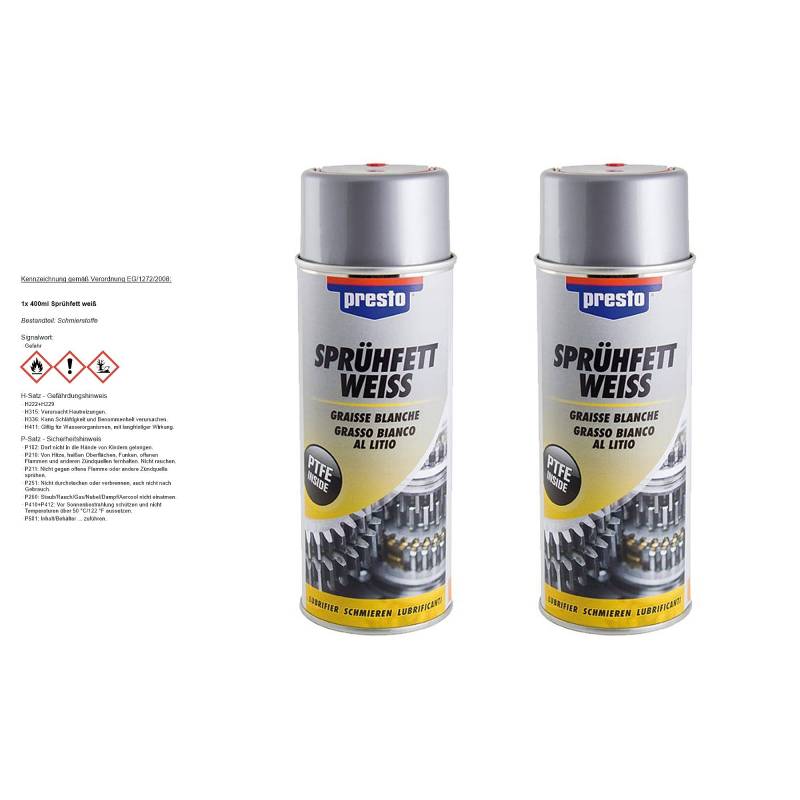 PRESTO 2x 400ml Sprühfett weiß von Presto
