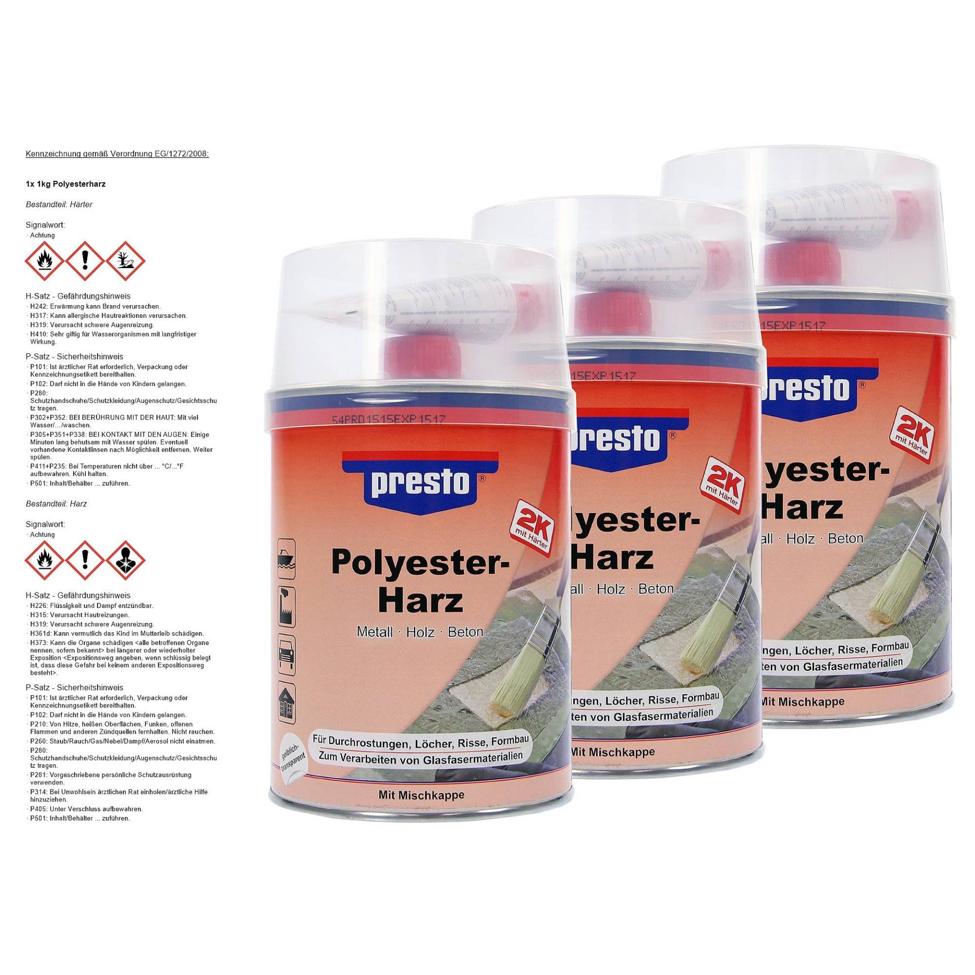 PRESTO 3x 1kg Polyesterharz PRESTO 3x 1kg Polyesterharz von Presto