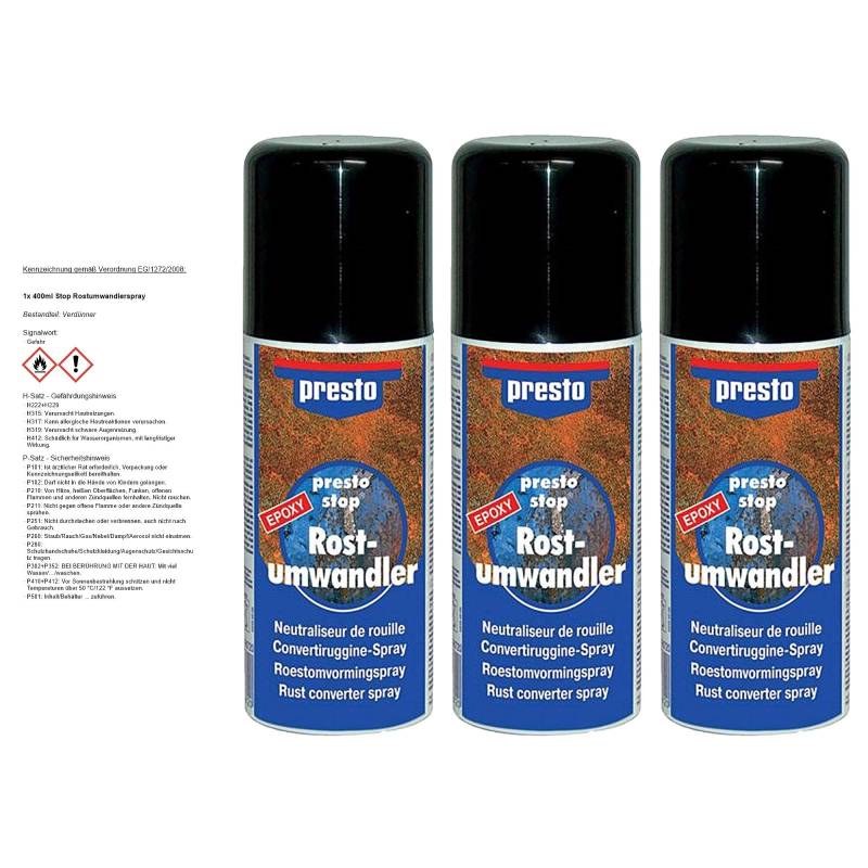 PRESTO 3x 400ml Stop Rostumwandlerspray von Presto