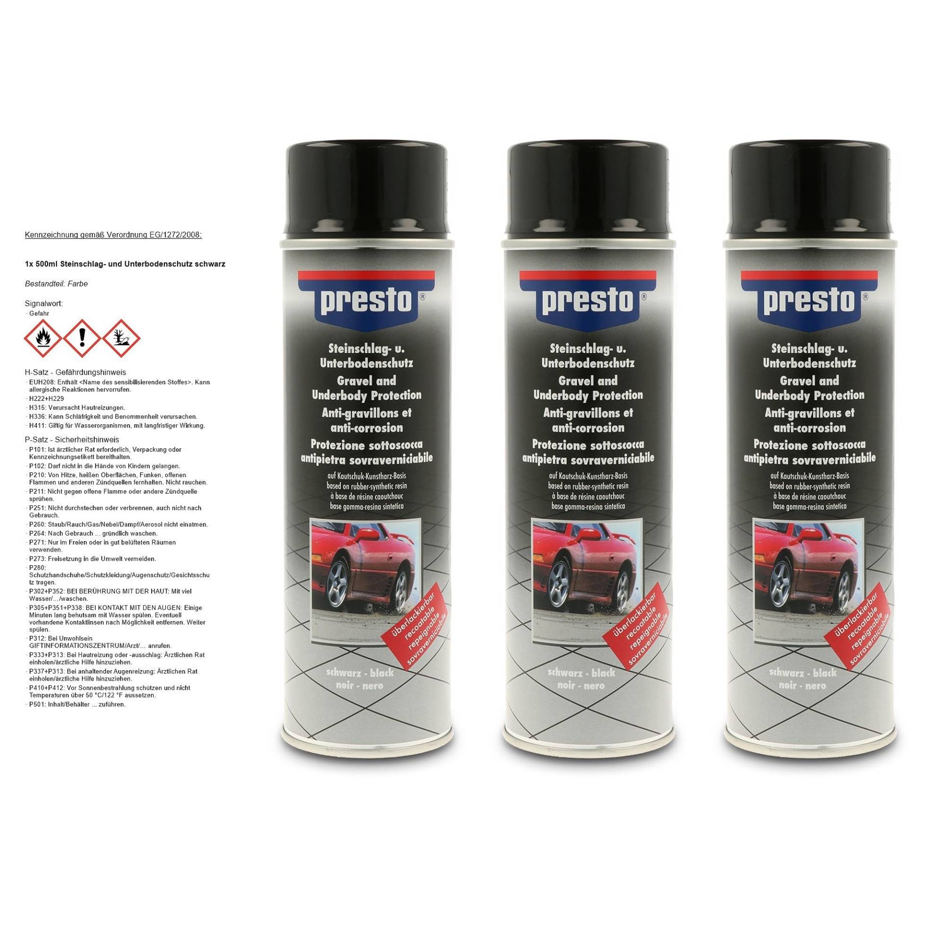 PRESTO 3x 500ml Steinschlagschutz schwarz von Presto