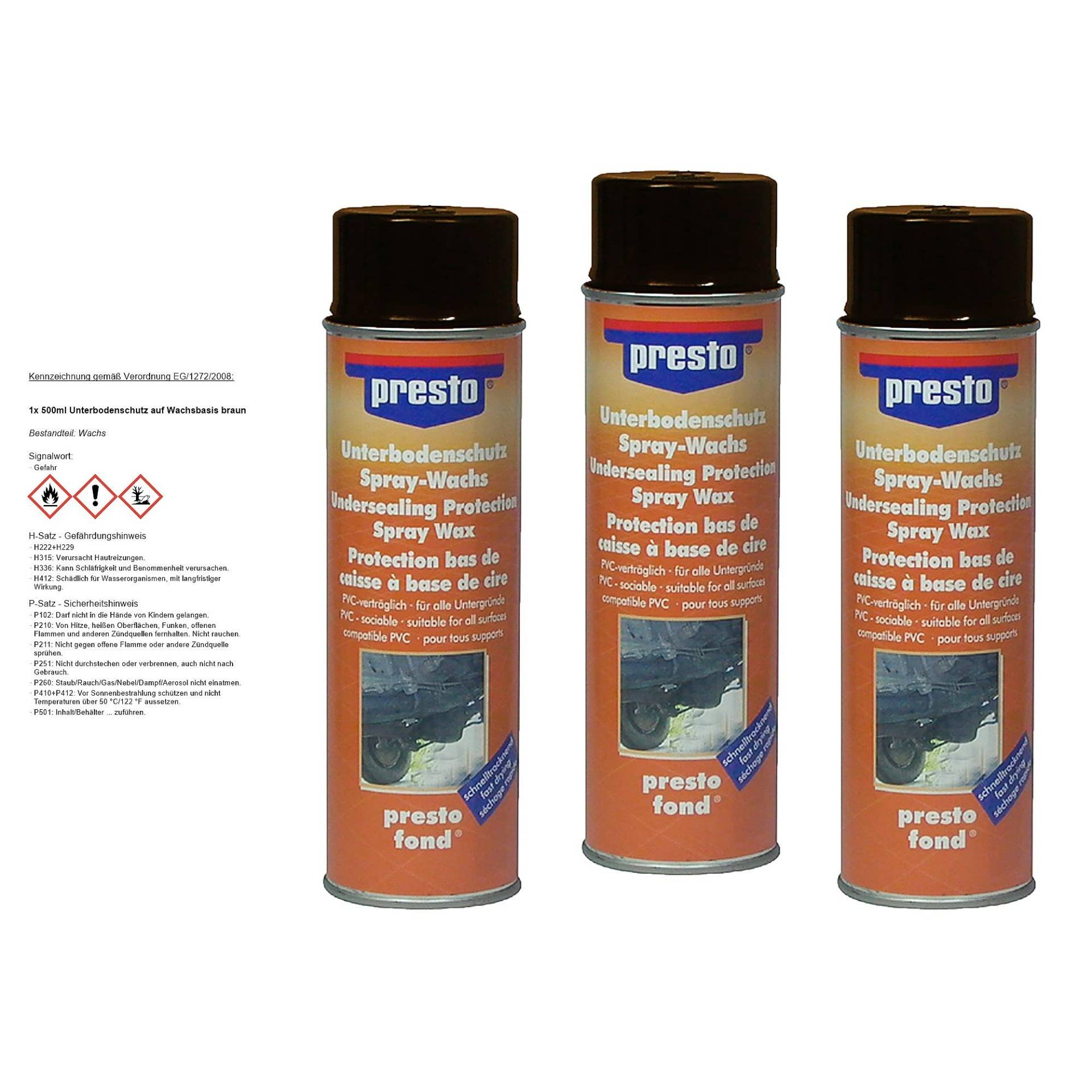 PRESTO 3x 500ml Unterbodenschutz auf Wachsbasis braun PRESTO 3x 500ml Unterbodenschutz auf Wachsbasis braun von Presto