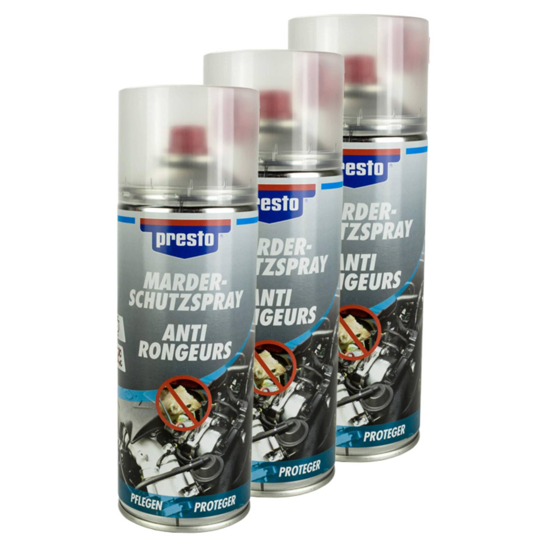Presto 3X MARDERSCHUTZ-Spray MARDER Schutz Spray Kabel LEITUNGEN 400 ml 803857 von Presto