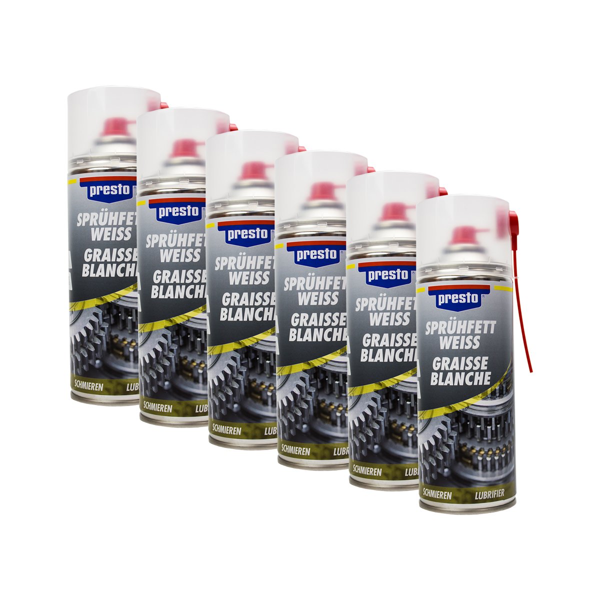 Presto 6X 306352 SPRÜHFETT WEIß SCHMIERMITTEL Metall Kunststoff 400 ml von Presto