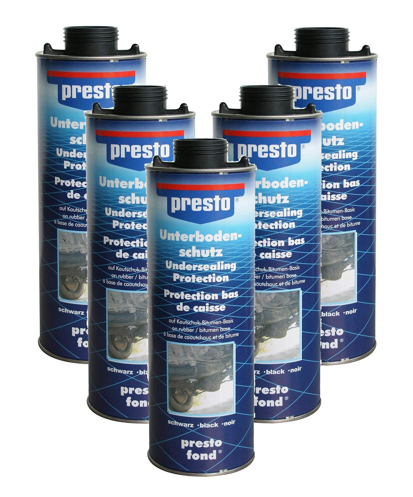 Presto Unterbodenschutz Bitumen schwarz 5 x 1 Liter Dosen ergibt 5 Liter von Presto