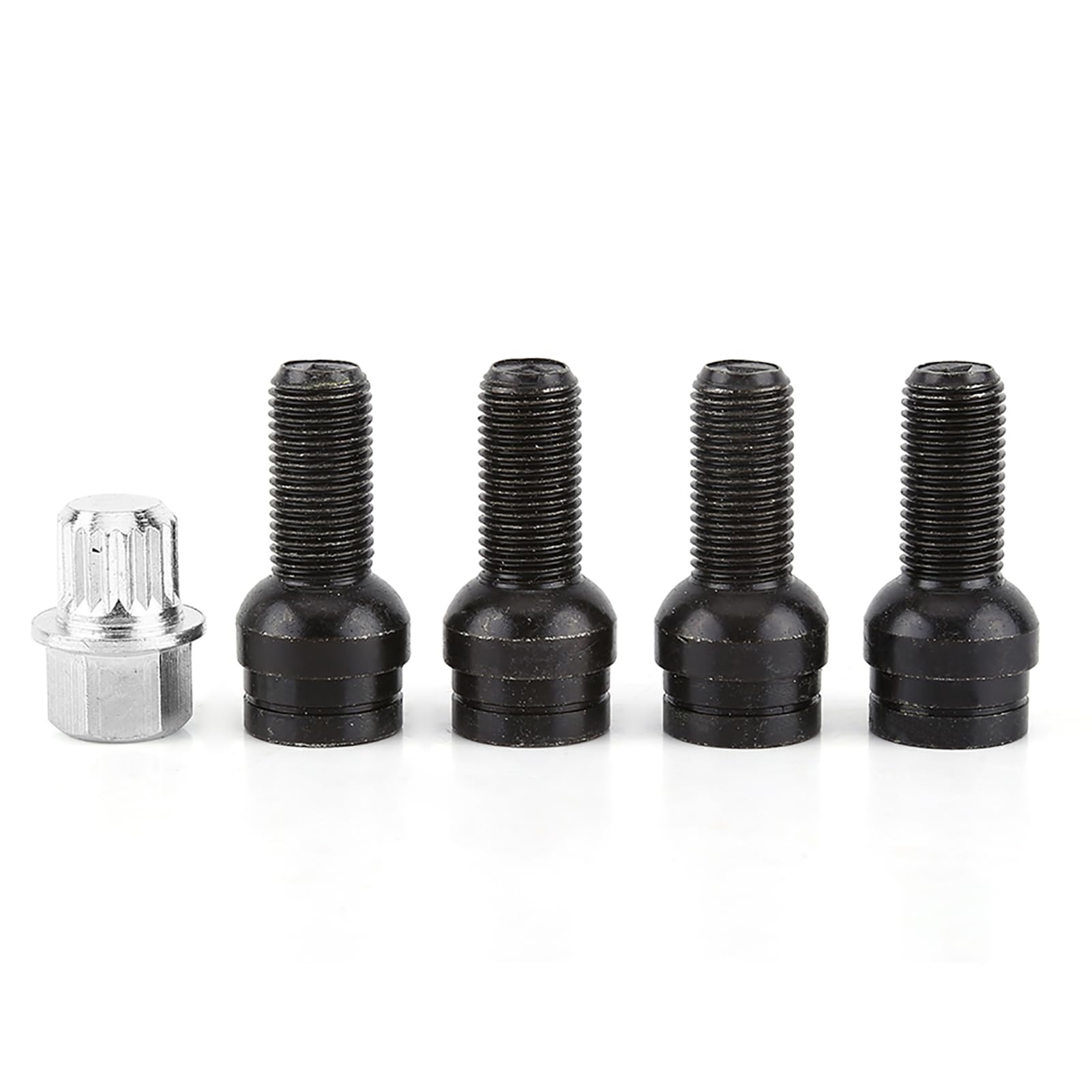 4+1 M14*1,5 Mm Schwarzer Stahlradschraube & Sperrmutter mit Schlüssel, Einfache Installation für Hochwertige Autos 4+1 M14*1,5 Mm Schwarzer Stahlradschraube & Sperrmutter mit Schlüssel, Einfache Installation für Hochwertige Autos von Pretfy