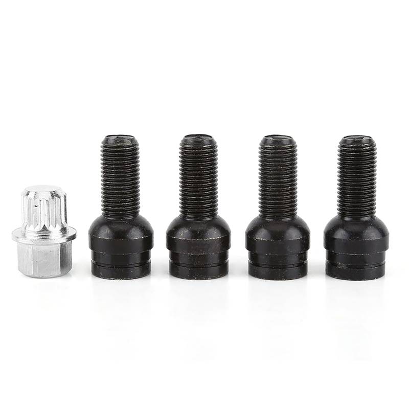 4+1 M14*1,5 Mm Schwarzer Stahlradschraube & Sperrmutter mit Schlüssel, Einfache Installation für Hochwertige Autos von Pretfy