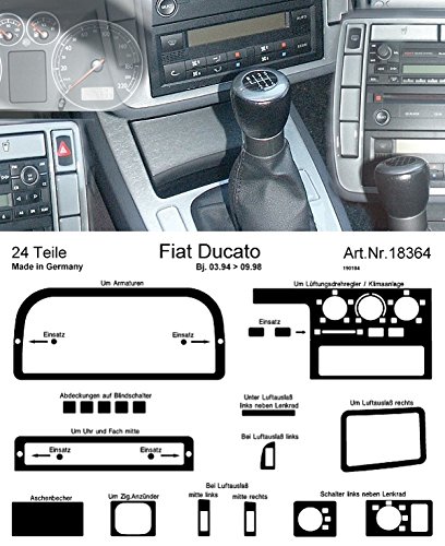 PreWooder Armaturenbrett-Veredelung Aluminium für Fiat Ducato Baujahr 03/1994 – 09/1998 von HR-imotion