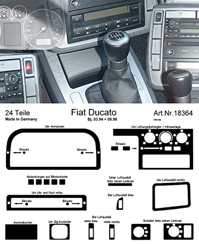 PreWooder Armaturenbrett-Veredelung Aluminium für Fiat Ducato Baujahr 03/1994 – 09/1998 von Prewoodec