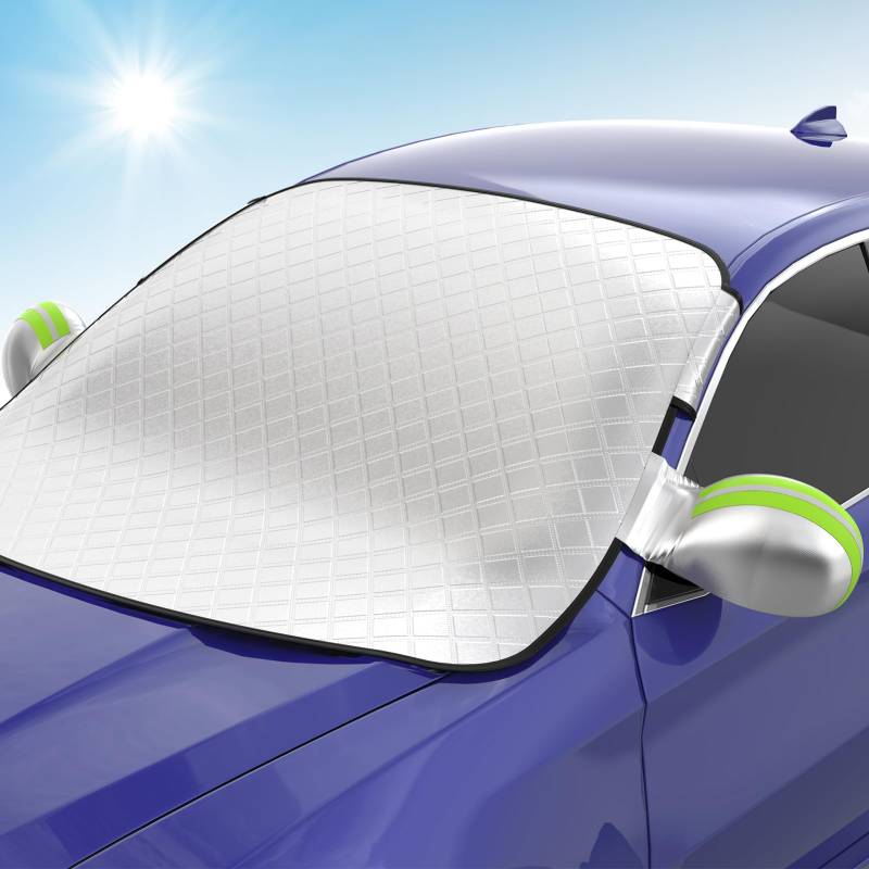 Auto Frontscheibenabdeckung, Magnetische Auto Windschutzscheibe Frost Schnee Abdeckung mit 9 Magneten und Zwei Spiegelabdeckungen, Verstärkter Schnee, Eis, Frost, Staub, Anti-UV Autoabdeckungen von Priksia