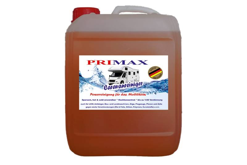 Primax Caravan Reiniger Konzentrat für Wohnwagen, Wohnmobil und als Vorzelt Reiniger, XL Familienpackung, Spar-Packung, 10 Liter von Primax