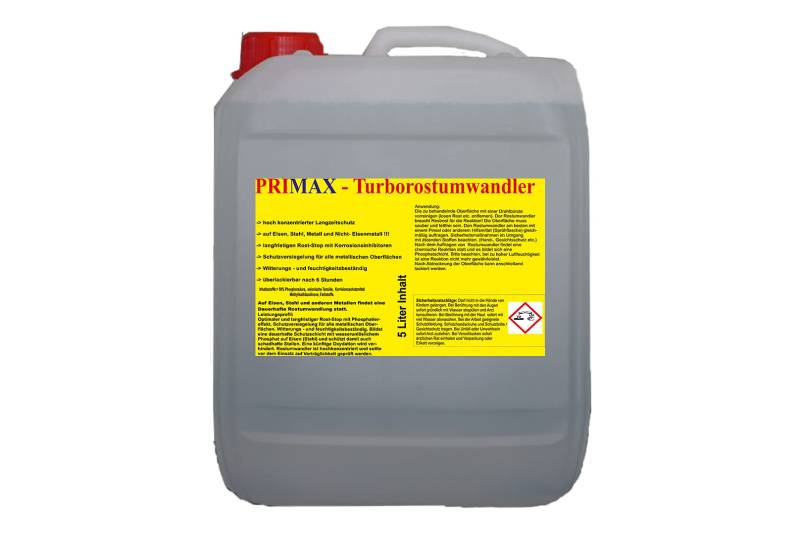 Primax Rostumwandler, Rost-Stopp mit Korrosionsschutz für den langanhaltenden Rostschutz in der Familienpackung, 5 Liter von Primax