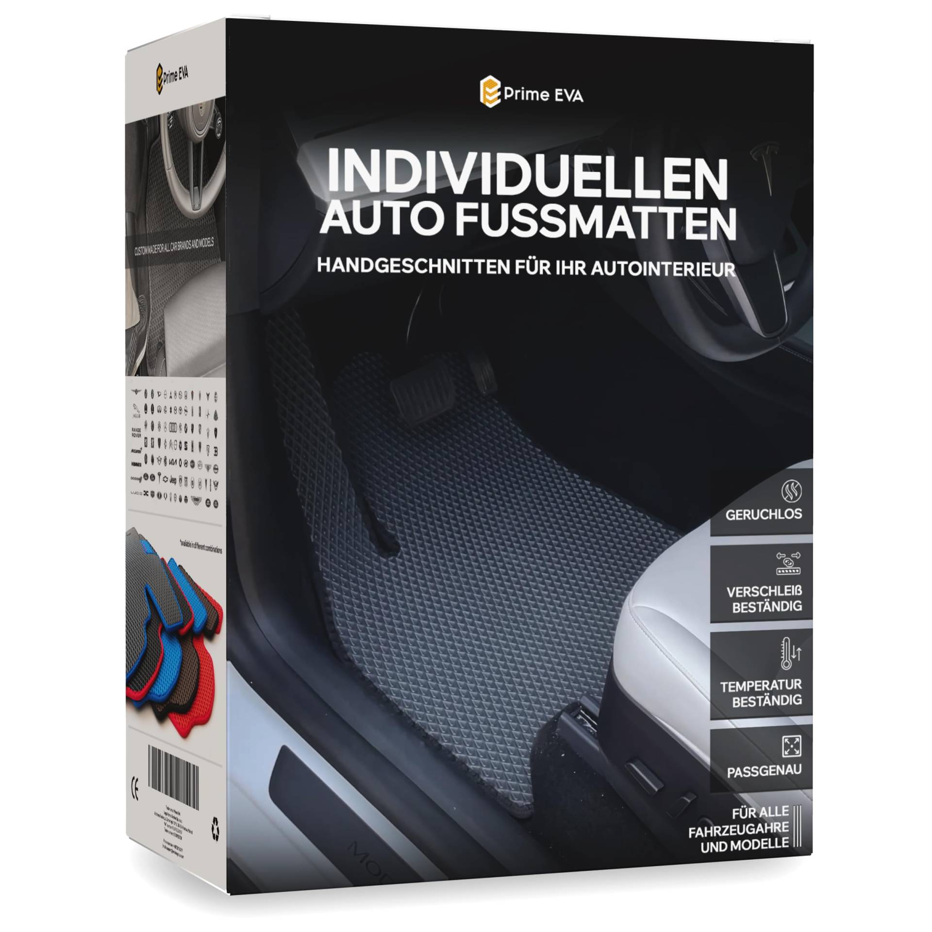 Prime EVA ® Fussmatten Auto Massanfertigung - Individuellen Fußmatten Auto, Premium Automatten nach Maß, Höher als Gummimatten Auto, Auto Teppiche, Automatten Gummi, Gummifußmatten Auto - Grau von Prime EVA