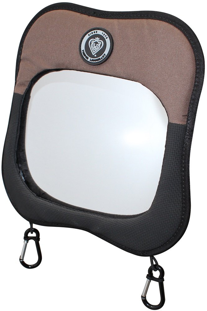 Prince Lionheart Rear View Mirror | Rückspiegel | Stoßfest | Klare Sicht konvexes Design | Resistent | 2 Karabiner - Braun & Schwarz von Prince Lionheart