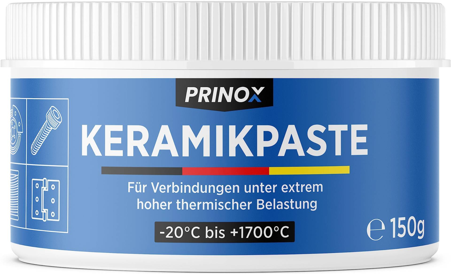 Prinox Profi Keramikpaste 150g - Extrem Hitzebeständig bis +1700°C - Keramik Paste für KFZ Bremsen, Auspuff, als Schmierpaste und Langzeitfett für Schrauben, Bremspaste etc. von Prinox