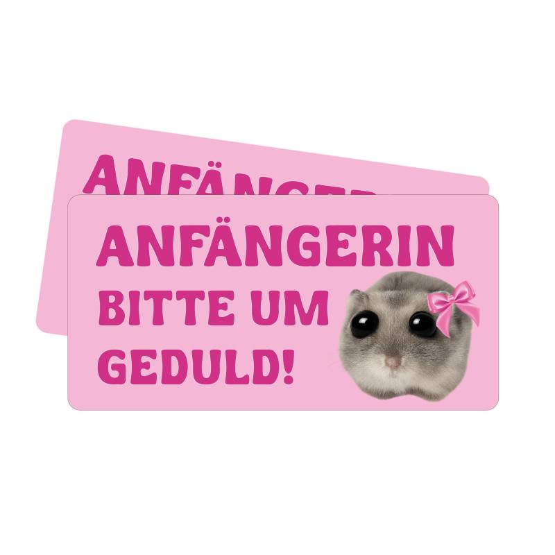 P022 Neuer Fahrer Bitte Seien Sie Nett Autoaufkleber – 14x7cm 2er Set New Driver Sticker Keep Distance Fahranfänger Auto Aufkleber Lustiger Hamster (Deutsch) von PrintAttack