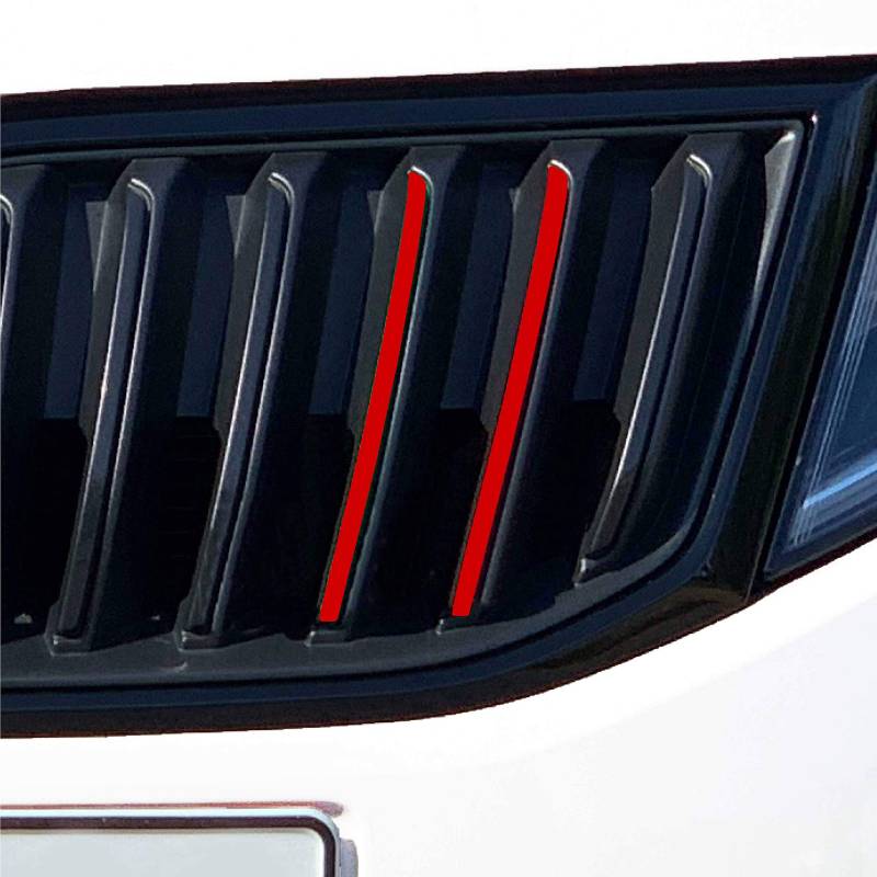 P037 20 teiliges Kühlergrill Folien-Set Front Stripes Gitter Aufkleber Styling Folie Streifen für Grill (Blutrot) von PrintAttack