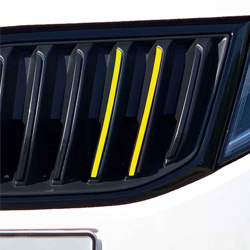 P037 20 teiliges Kühlergrill Folien-Set Front Stripes Gitter Aufkleber Styling Folie Streifen für Grill (Schwefelgelb) von PrintAttack