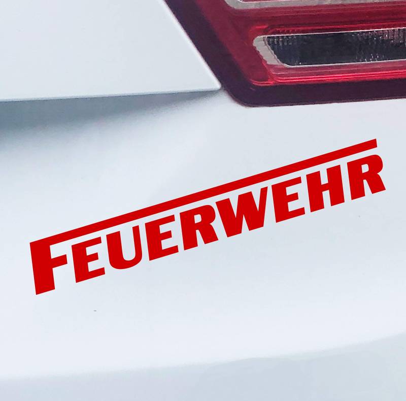 PrintAttack P058 | Auto Aufkleber Wunschfarbe Feuerwehr | langes F | Autoaufkleber | Sticker | Verschiedene Größen (Blutrot, 20cm x 3cm) von PrintAttack