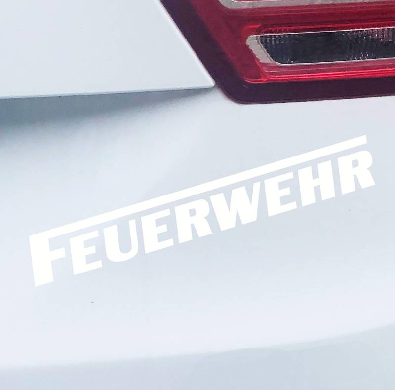 PrintAttack P058 | Auto Aufkleber Wunschfarbe Feuerwehr | langes F | Autoaufkleber | Sticker | Verschiedene Größen (Weiss, 20cm x 3cm) von PrintAttack