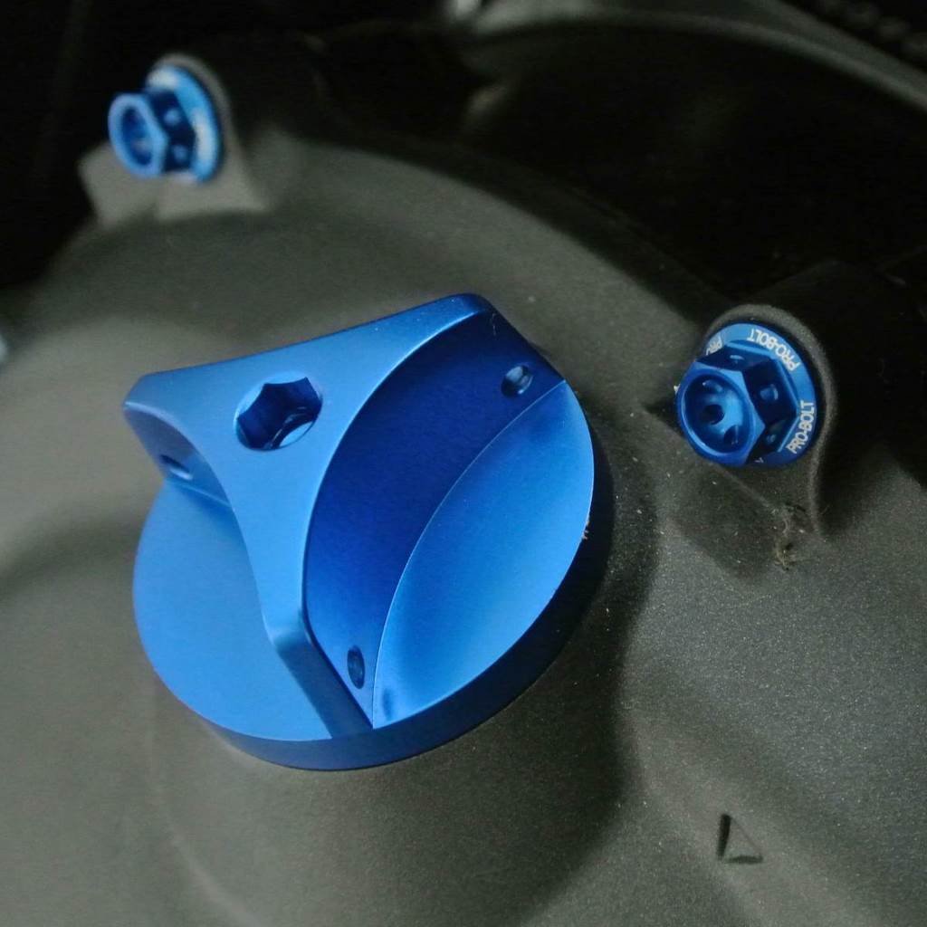 Pro-Bolt OFCK10 Aluminium Öleinfüllverschluss für Kawasaki, Blau, Neues Design von Pro-Bolt