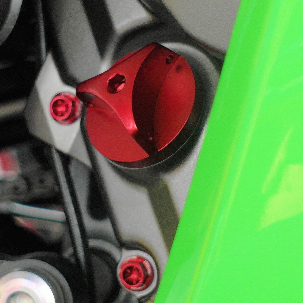 Pro-Bolt OFCK10 Aluminium Öleinfüllverschluss für Kawasaki, Neues Design, Rot, M34 x 1. 50mm von Pro-Bolt