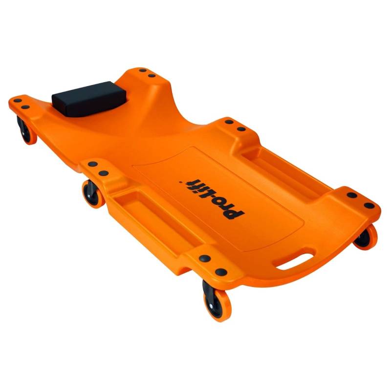 Pro-Lift Mechaniker-Kunststoff-Rollbrett, 101,6 cm, blasgeformter, ergonomischer HDPE-Körper mit gepolsterter Kopfstütze und Zwei Werkzeugablagen, 158,8 kg, Orange von Pro-Lift