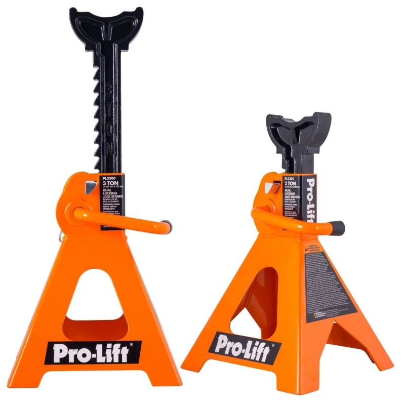 Pro-Lift PL3300 Heavy Duty Jack Ständer - 3 Tonnen im Paar mit Doppelstiften - Griffschloss und Mobility Pin für zusätzliche Sicherheit - ideal für Home Auto Reparaturwerkstatt, orange von Pro-Lift