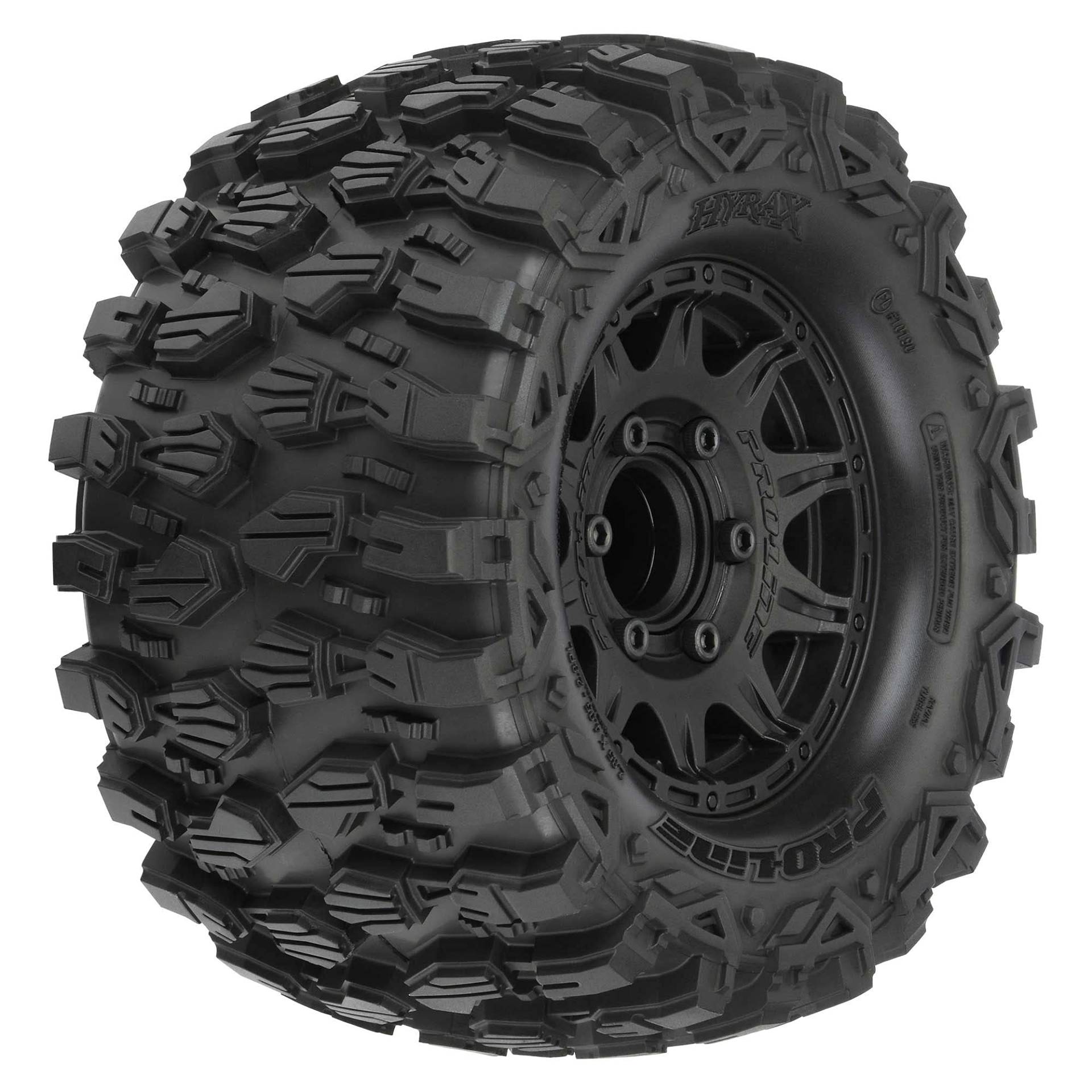 1/10 Hyrax F/R 2.8" MT Tires Mounted 12mm/14mm Black Raid (2) von Pro-Line Racing