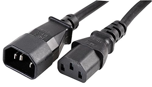 Pro Power PE01088 Verlängerungskabel, 1 m, 10 A, IEC C14-Stecker auf IEC C13-Buchse, Schwarz von Pro Power