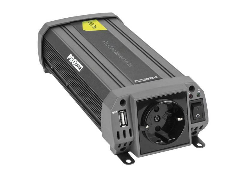 Pro User PSI400 19126 400W Reine Sinuswelle 12V auf 230V Spannungswandler mit USB Ausgang von Pro-User