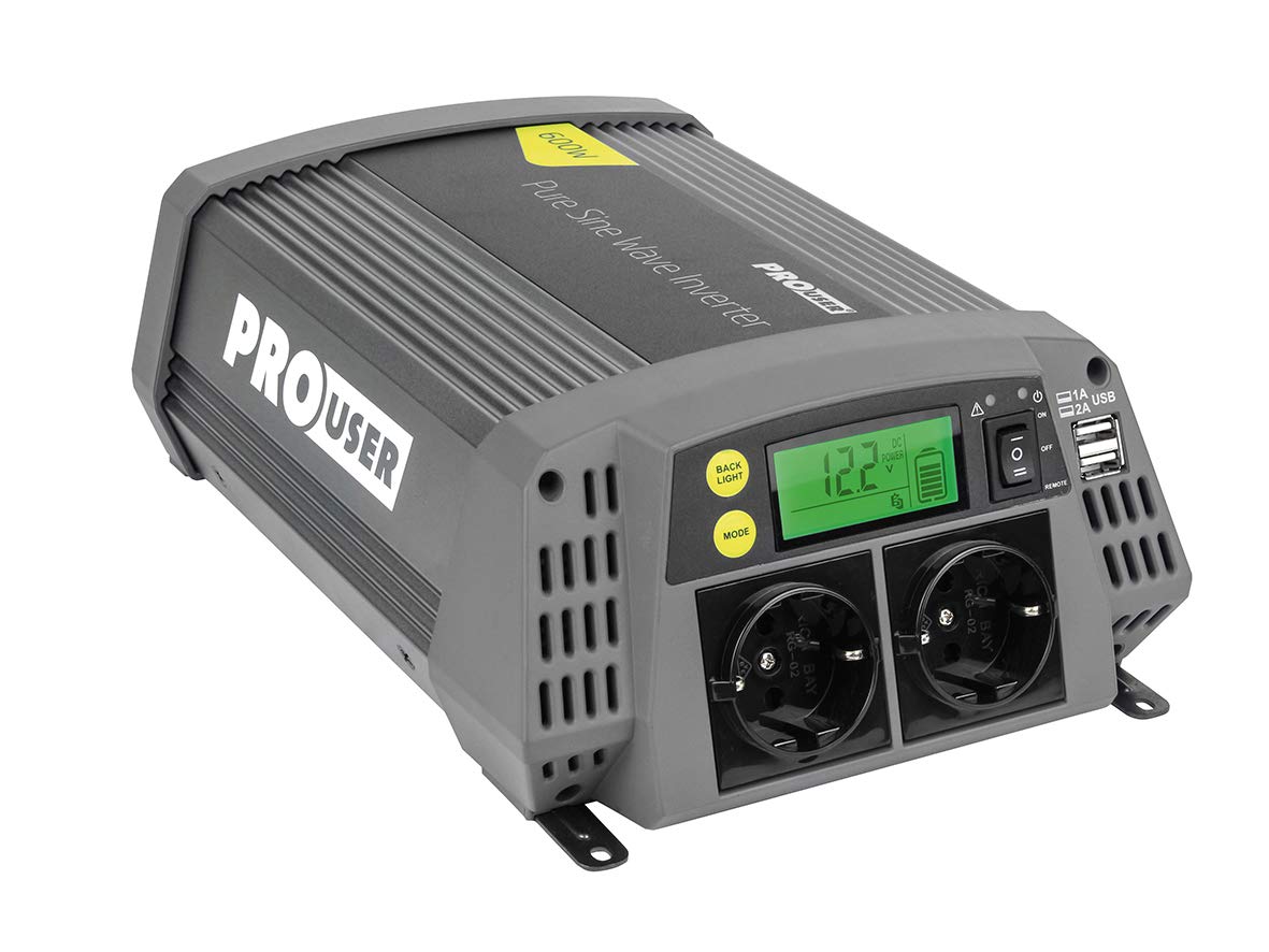 Pro-User PSI600 19127 600W Reine Sinuswelle 12V auf 230V Spannungswandler mit Fernbedienung und USB Ausgang Pro-User PSI600 19127 600W Reine Sinuswelle 12V auf 230V Spannungswandler mit Fernbedienung und USB Ausgang von Pro-User