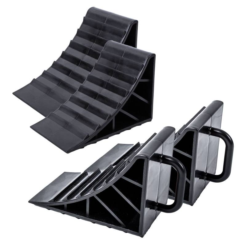 Unterlegkeil Kunststoff schwarz 4er Set mit Griff für Wohnwagen, Wohnmobil und Anhänger von ProPlus