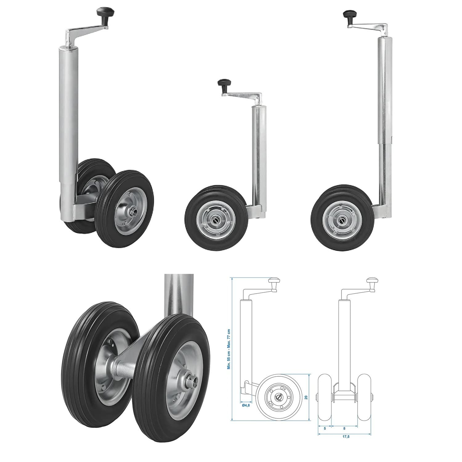 ProPlus Zwillingsstützrad Anhänger 48mm PU-Reifen Doppel Stützrad 550x770mm Deichselrad ProPlus Zwillingsstützrad Anhänger 48mm PU-Reifen Doppel Stützrad 550x770mm Deichselrad von ProPlus