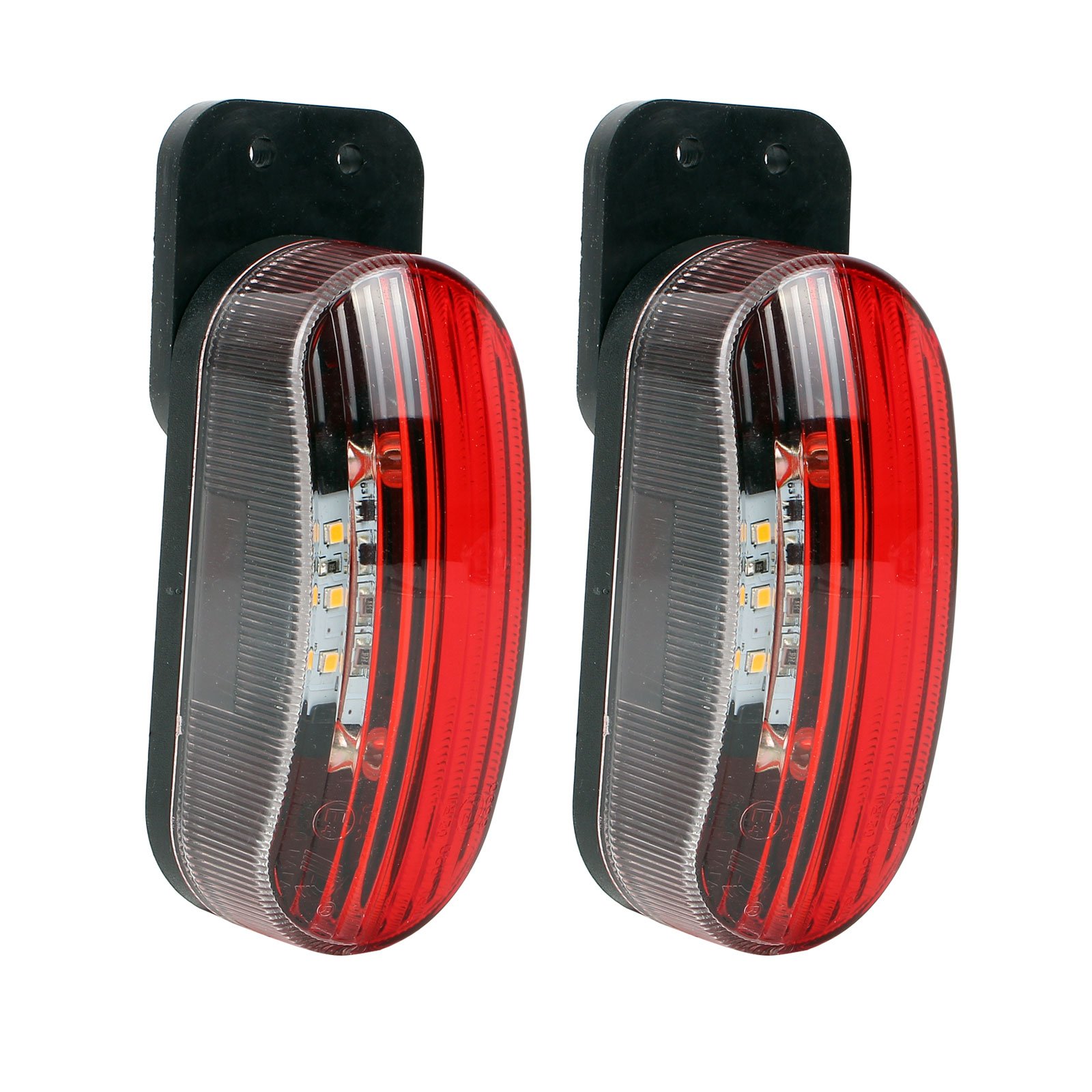 Umrissleuchte LED 12v Begrenzungsleuchte 2er Set rot/weiß 98x42x38 mm, 12/24 Volt, 2 Watt, 6 LED für Wohnmobil, Wohnwagen und Anhänger von ProPlus