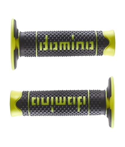 Griffe aus Gummi Domino für Motorradlenker Motocross, Offroad, Pitbike, Enduro, Trial, MX, Freeride (Gelb neon) von PRORACER