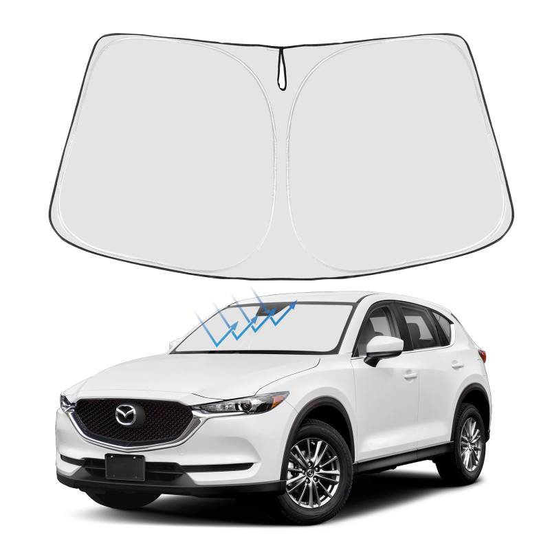 Proadsy Frontscheiben-Sonnenschutz, faltbar, passgenau, 2023, 2022, 2021, 2020, 2019, 2018, 2017, Mazda CX5 CX-5, Sport, Touring, Grand Touring, 4-Türer Crossover-Zubehör 2023 Upgrade von Proadsy