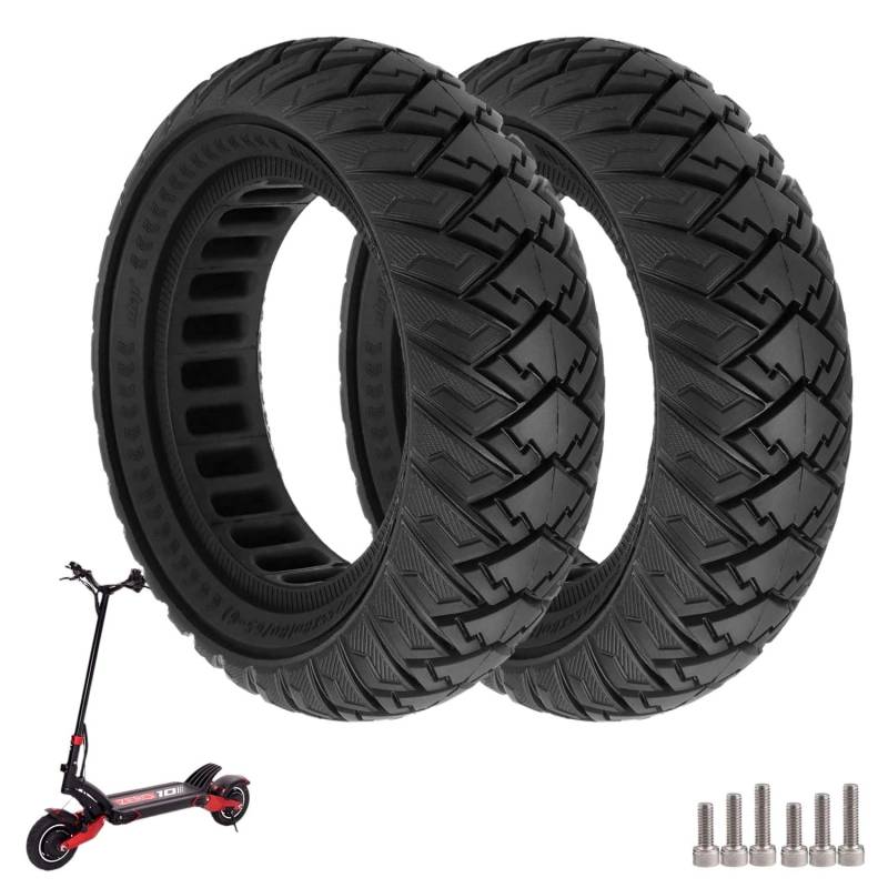 10 Zoll Scooter Solide Reifen, Elektroroller Vollgummireifen 10 x 3/255 x 80 (80/65-6) Ersatzreifen für Zero 10X / Kaabo WOLF WARRIOR X/MANTIS 10, Vorne/Hinten Roller Vollreifen (2 PCS Schwarz) von Prodrocam