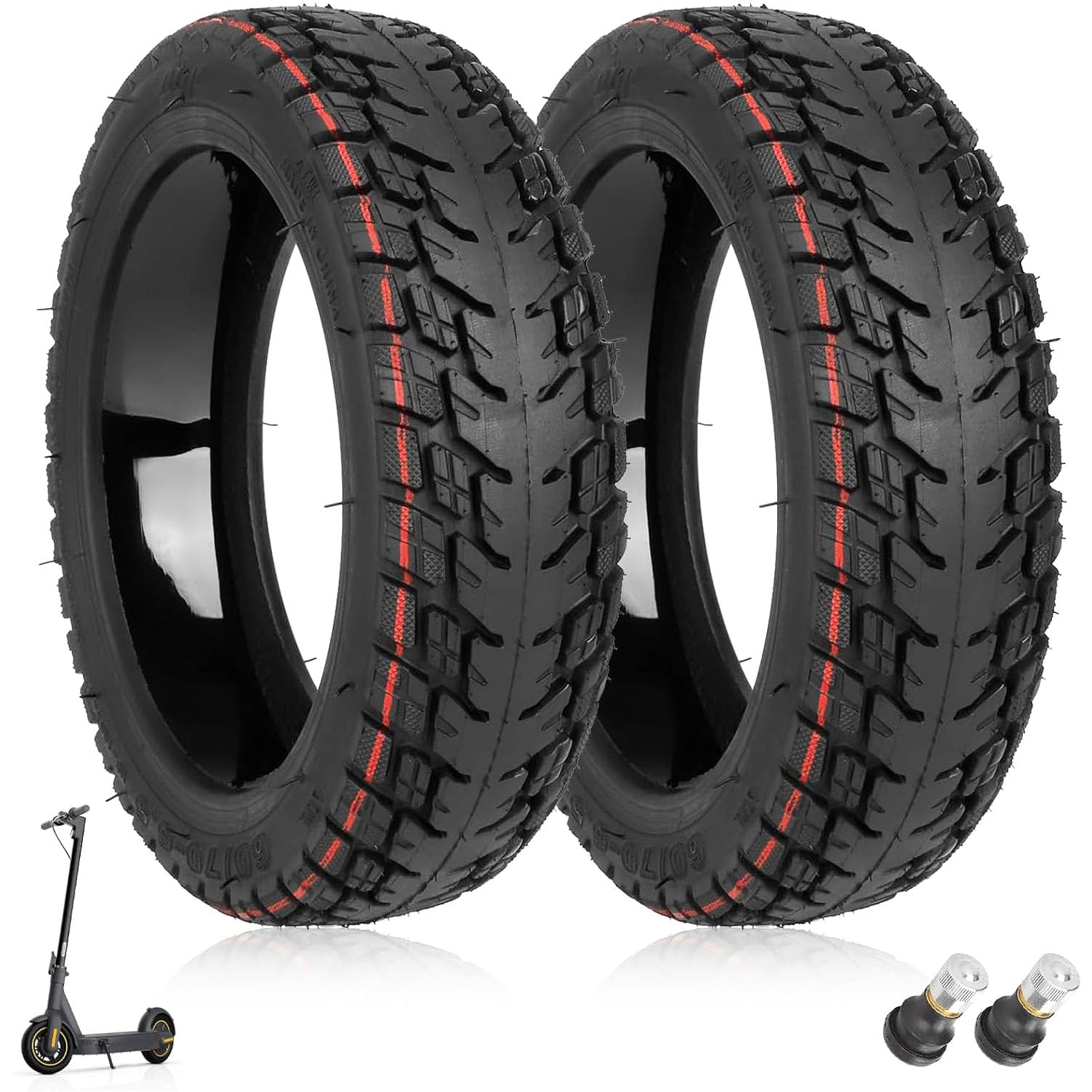 Prodroam 10 Zoll Reifen Tubeless für Ninebot Max G30, 60/70-6,5 Selbstreparierender Ersatzräder für Segway Ninebot Max G30 / G30D 2 / G30E 2 / G30P / G30LP / F40 Elektroroller Offroad Reifen (2 PCS) von Prodrocam