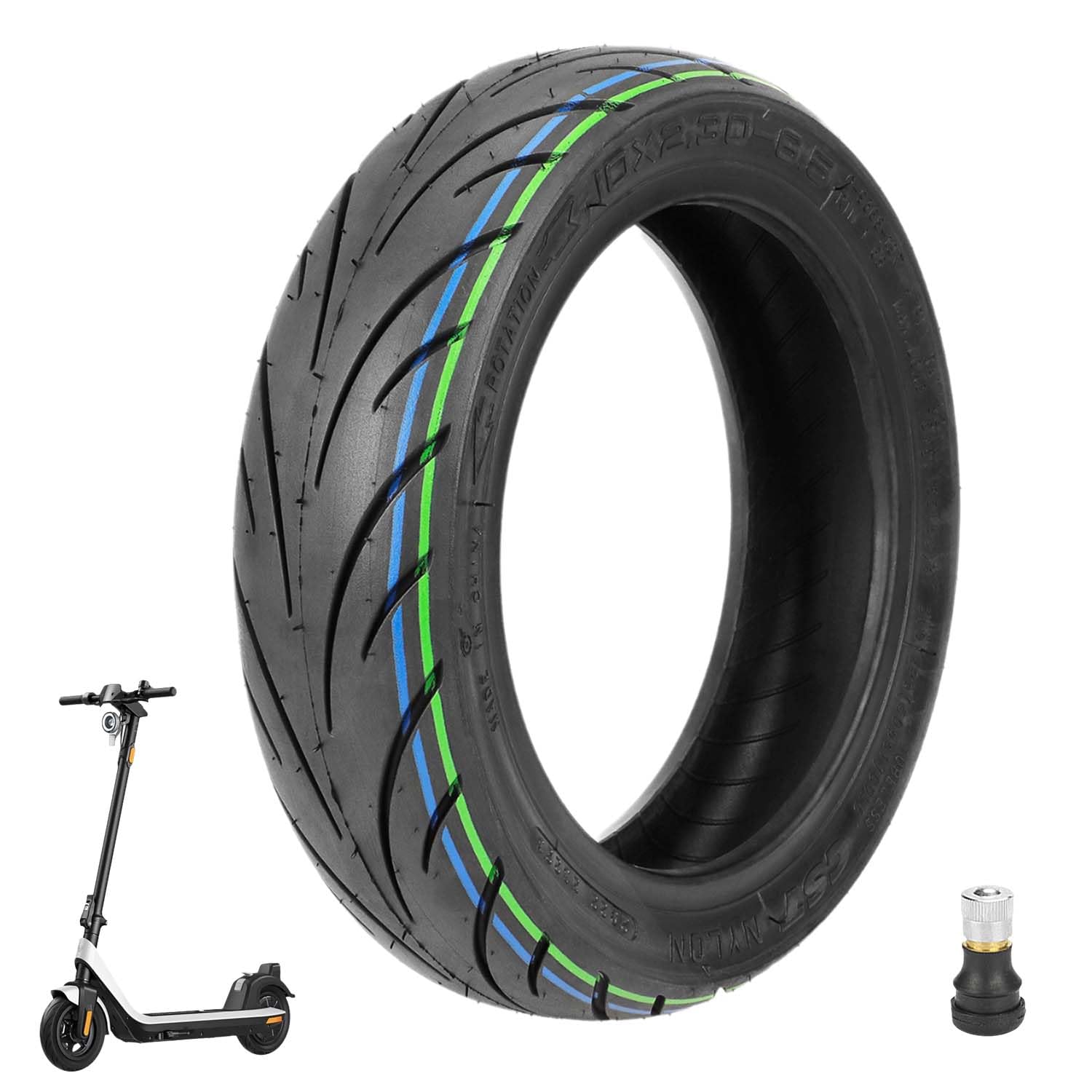 Prodrocam 10 x 2,30-6,5 CST E Scooter Reifen Tubeless für NIU KQi2 / KQI2 Pro Elektroroller 10 Zoll Vakuum Reifen Schlauchlose Vorne/Hinten, mit Ventil (1 Stück) von Prodrocam