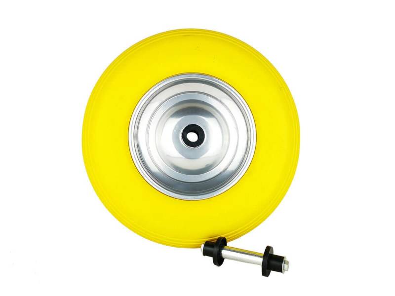 Profi-Werkzeuge Vollgummi-Schubkarrenrad NEU mit Starken Rollen-Lager inkl. Achse für Achse 20 mm, PU Rad 400 mm Pannensicher von Profi-Werkzeuge