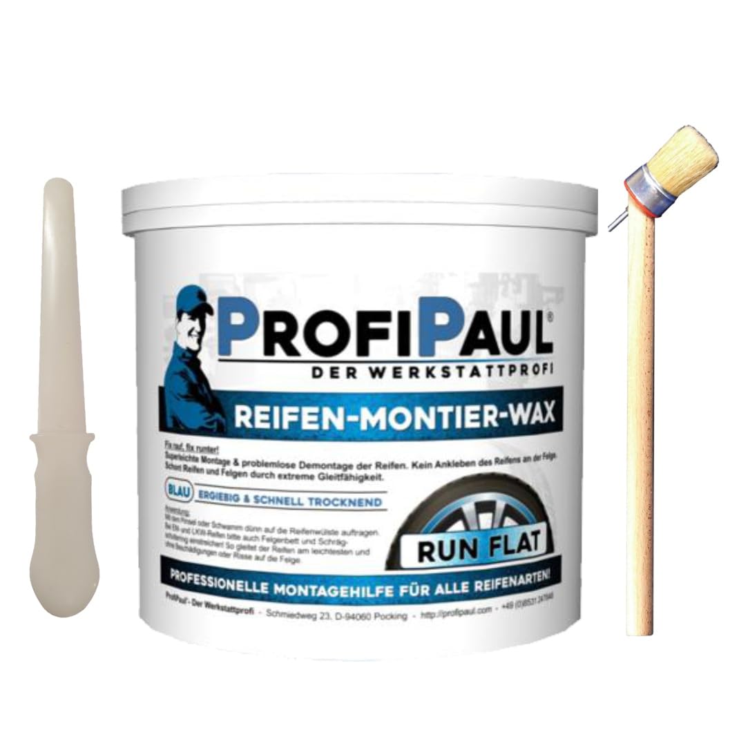 RUNFLAT Reifenmontagepaste blau 5 kg inklusive Pinsel für Runflat & Breitreifen von ProfiPaul