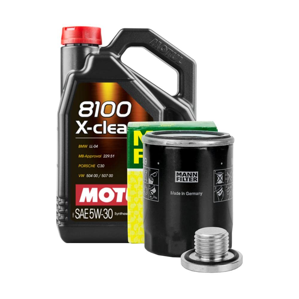 Motul Ölwechselset: Motoröl 8100 X-Clean+ 5W30 5L + Mann Ölfilter Schraube+Dichtung Inspektionskit/Servicekit Passend Zusammengestellt Für Ihr Fahrzeug von Profiteile