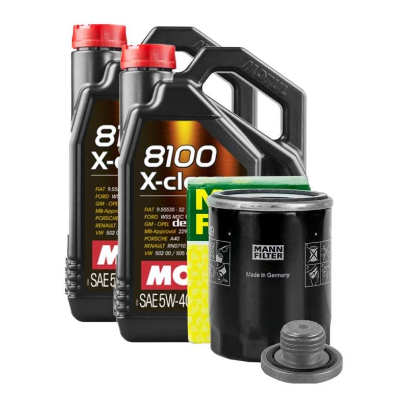 Motul Ölwechselset: Motoröl 8100 X-Clean 5W40 10L + Mann Ölfilter Schraube+Dichtung Inspektionskit/Servicekit Passend Zusammengestellt Für Ihr Fahrzeug von Profiteile