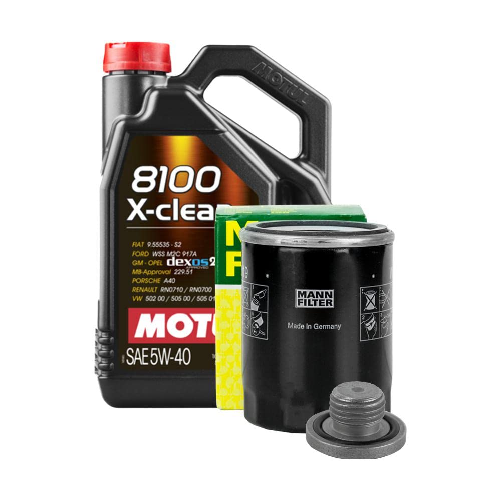 Motul Ölwechselset: Motoröl 8100 X-Clean 5W40 5L + Mann Ölfilter Schraube+Dichtung Inspektionskit/Servicekit Passend Zusammengestellt Für Ihr Fahrzeug von Profiteile