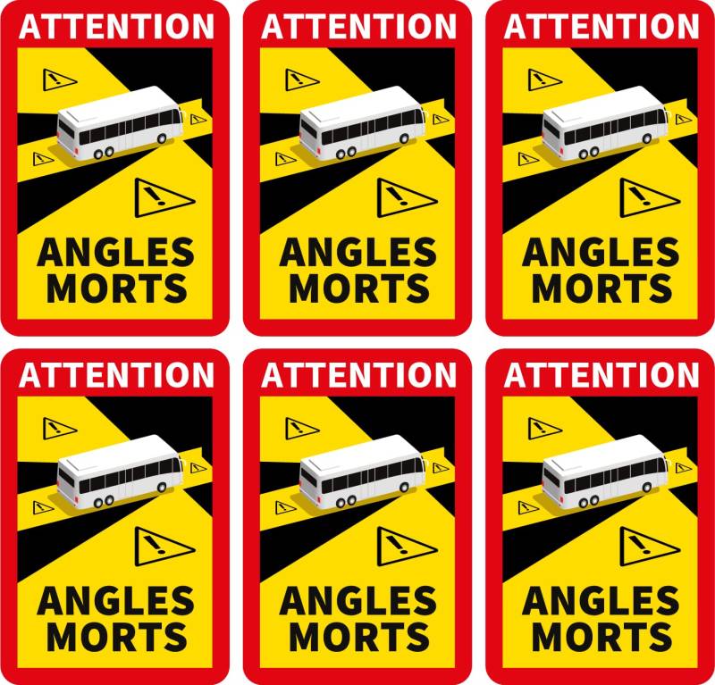 Prolac Warnaufkleber Angles Morts – Toter Winkel für LKW und Wohnwagen, Auto Etiketten selbstklebend 25 x 17 cm – Aufkleber Wohnmobil (Busse und Wohnmobile) – 6 Stück von Prolac