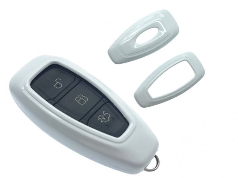 Hartplastik-Schutzhülle für Schlüsselanhänger, glänzend, kompatibel mit Ford S-Max/B Max/C-Max/Focus/Mondeo/Kuga/Fiesta/Fusion ST 3 Tasten (Weiß) von Protex