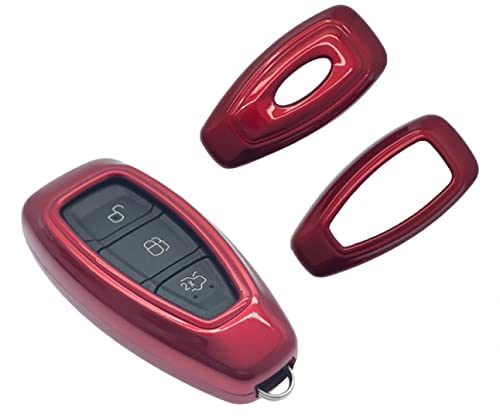 Hochwertige Schutzhülle, Schlüsselanhänger, aus Hartkunststoff für Ford S-Max / B-Max / C-Max / Focus / Mondeo / Kuga / Fiesta / Fusion / ST, Schlüsselanhänger für 3-Tasten-Smart-Fernbedienung (rot) von Protex
