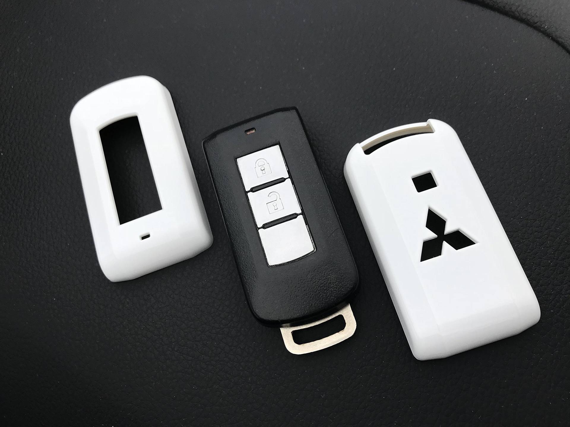 Kunststoffhülle für Autoschlüssel-Fernbedienung mit 2 oder 3 Tasten, Hochglanz-ABS, Hartplastik, glänzendes Weiß von Protex