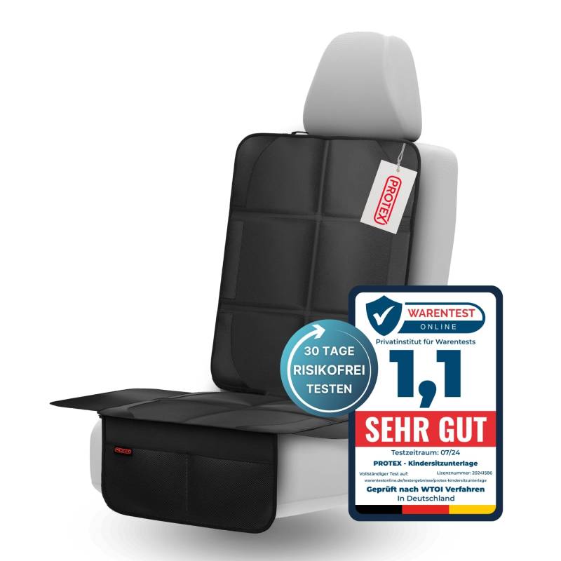 PROTEX Kindersitzunterlage [Testsieger 2024] ISOFIX-geeignet | Wasserabweisender Polyester Stoff mit gepolsteter Sitzfläche | L von PROTEX