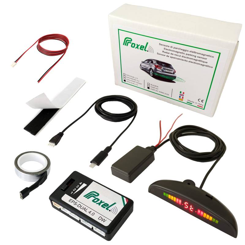 Proxel - Unsichtbare Elektromagnetische Parksensoren Hinten, EPS-DUAL 4.0 mit drahtloser Anzeige, ohne Bohren der Stoßstange, Universell und Original-Kit von Proxel